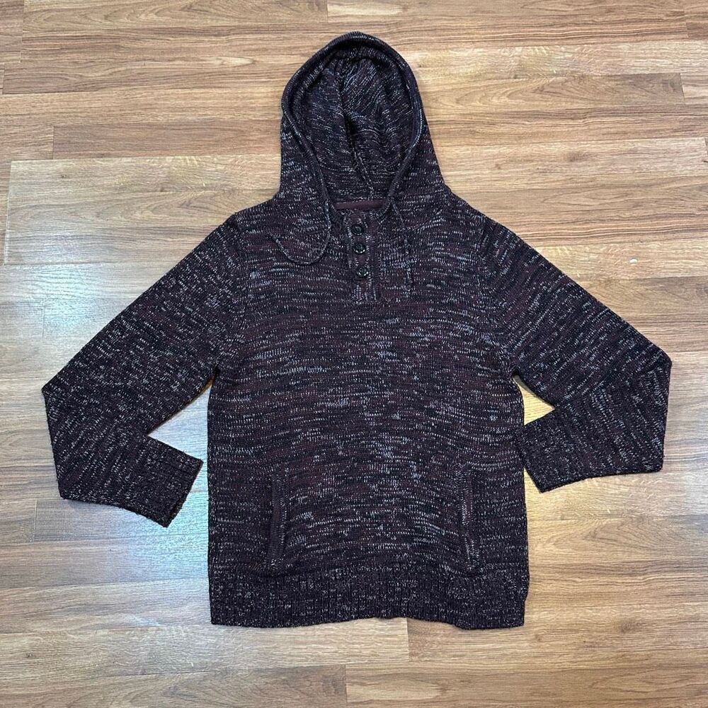 Ministry Of Fashion 1886 Marled Knit Pullover Sweater Hoodie Long Sleeve Maroon